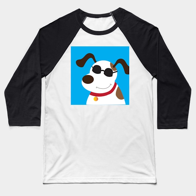 Cool Mutt with Sunglasses Mixed Breed Dog Baseball T-Shirt by JessDesigns